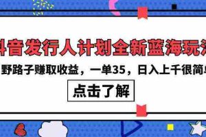 (10067期)抖音发行人计划全新蓝海玩法,野路子赚取收益,一单35,日入上千很简单!