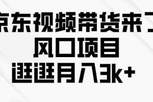 (10025期)京东短视频带货来了,风口项目,逛逛月入3k+