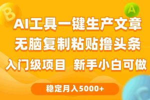 (9967期)利用AI工具无脑复制粘贴撸头条收益 每天2小时 稳定月入5000+互联网入门…