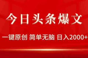 (9953期)今日头条爆文,一键原创,简单无脑,日入2000+