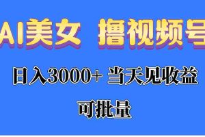 （10471期）AI美女 撸视频号分成，当天见收益，日入3000+，可批量！！！