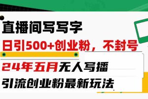 (10350期)直播间写写字日引300+创业粉,24年五月无人写播引流不封号最新玩法