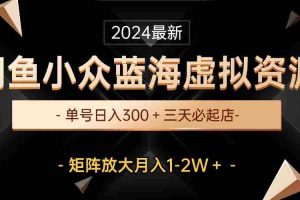 (10336期)最新闲鱼小众蓝海虚拟资源,单号日入300+,三天必起店,矩阵放大月入1-2W