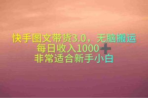 (10252期)快手图文带货3.0,无脑搬运,每日收入1000+,非常适合新手小白