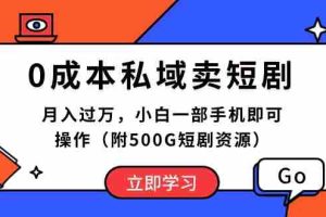 (10226期)0成本私域卖短剧,月入过万,小白一部手机即可操作(附500G短剧资源)