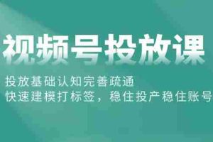 (10205期)视频号投放课:投放基础认知完善疏通,快速建模打标签,稳住投产稳住账号