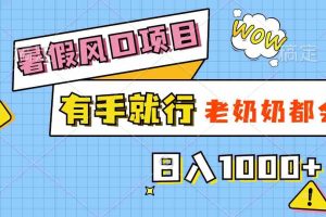 暑假风口项目，有手就行，老奶奶都会，轻松日入1000+