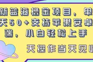 最新蓝海撸金项目，单号一天50+， 支持苹果安卓双端，小白轻松上手 当…