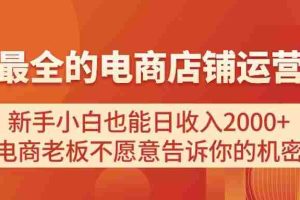 电商店铺运营教学，新手小白也能日收入2000+，电商老板不愿意告诉你的机密