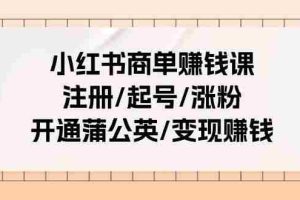 小红书商单赚钱课：注册/起号/涨粉/开通蒲公英/变现赚钱（25节课）