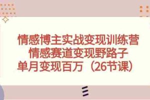 情感博主实战变现训练营，情感赛道变现野路子，单月变现百万（26节课）