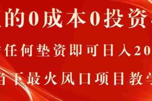 真正的0成本0投资项目，无需任何垫资即可日入2000+，当下最火风口项目教学
