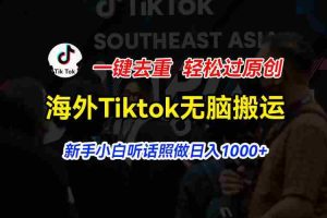海外Tiktok短视频无脑搬运，一键去重轻松过原创，新手小白听话照做日入…