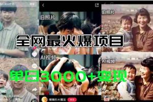 全网爆火的AI让老照片动起来教程，蹭热点日赚3000+，内含免费工具一键…