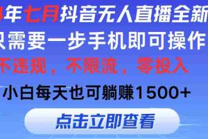 （11756期）2024年七月抖音无人直播全新玩法，只需一部手机即可操作，小白每天也可…