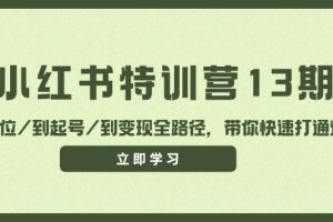 （11963期）小红书特训营13期，从定位/到起号/到变现全路径，带你快速打通爆款