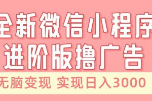 （13197期）全新微信小程序进阶版撸广告 无脑变现睡后也有收入 日入3000＋