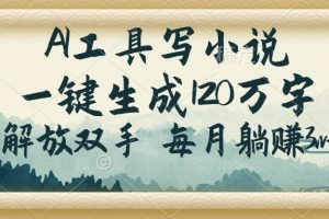 （14256期）AI工具写小说，一键生成120万字，解放双手，每月躺赚3w+