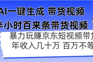 （14497期）AI一键生成 半小时百来条带货视频，暴力玩赚京东带货，年入几十百万不等