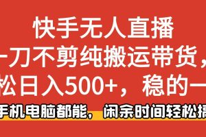 (16500期)快手无人直播,一刀不剪纯搬运带货轻松日入500+,稳的一批,手机电脑都…