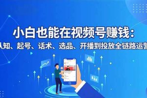 (16626期)小白也能在视频号赚钱:认知、起号、话术、选品、开播到投放全链路运营