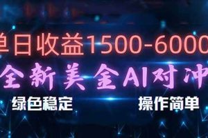 (17196期)日赚1500-6000+,新美金 AI 对冲项目,合规稳定,小白易上手,创业副业优选,可复制放大