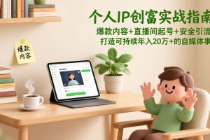 (17217期)个人IP创富实战指南:爆款内容+直播间起号+安全引流,打造可持续年入20万+的自媒体事业