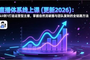 (17256期)直播体系线上课(更新2026):从0到1打造运营型主播,掌握自然流破圈与团队复制的全链路方法
